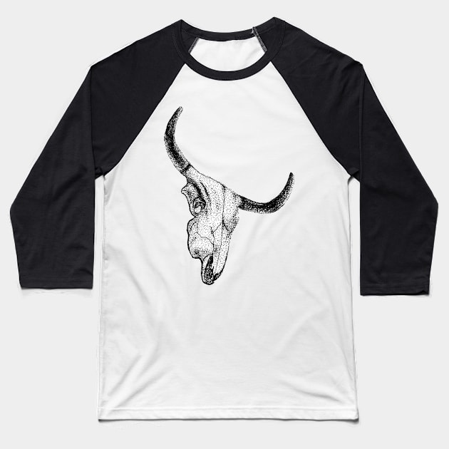 Longhorn Skull Baseball T-Shirt by MiloAndOtis